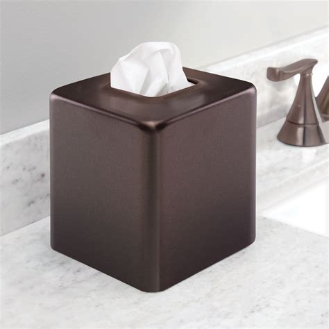 mDesign Modern Square Metal Paper Facial Tissue Box Cover 